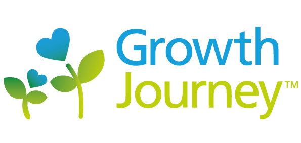 Anúncio com QR Code para baixar aplicativo Growth Journey, que monitora o crescimento infantil, nas lojas da AppStore e GoogleStore