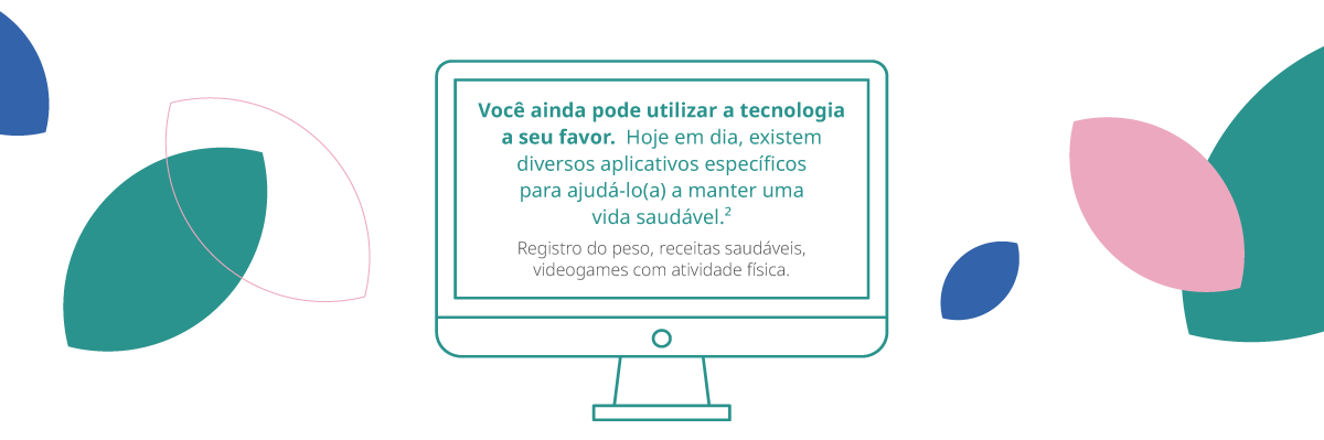 Ilustração de um computador, mostrando como a tecnologia pode ser utilizada para manter um vida saudável