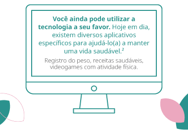Ilustração de um computador, mostrando como a tecnologia pode ser utilizada para manter um vida saudável